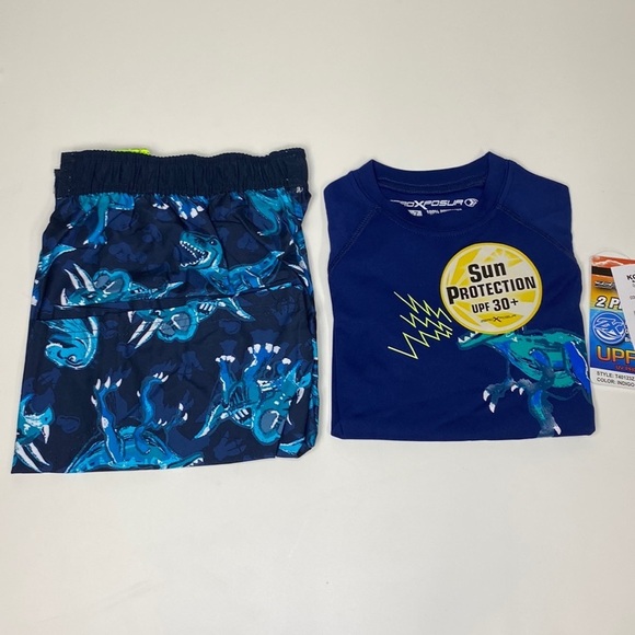 Kohl's Toddler Boy ZeroXposur Dinosaur Rashguard Top & Swim Trunks Set- 2 Pieces - Picture 2 of 9